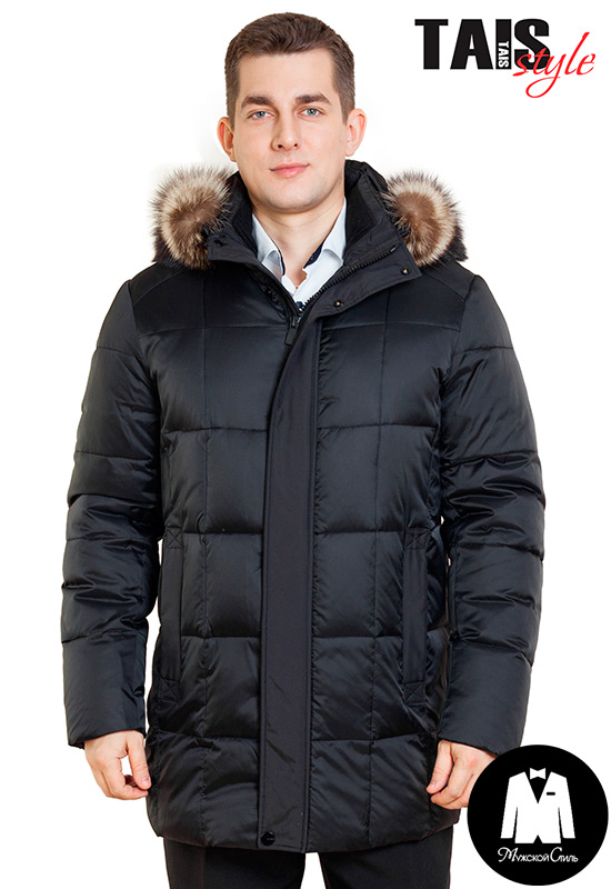 Куртка TAIS чёрная с мехом енота