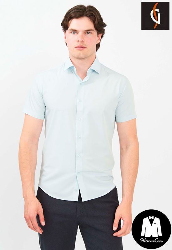Сорочка мужская короткий рукав светло-ментоловая