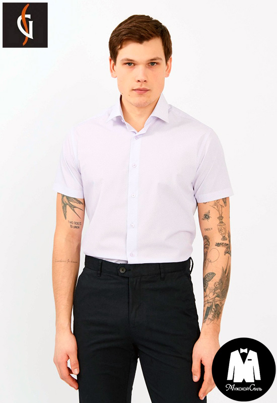 Сорочка мужская короткий рукав светло-сиреневая